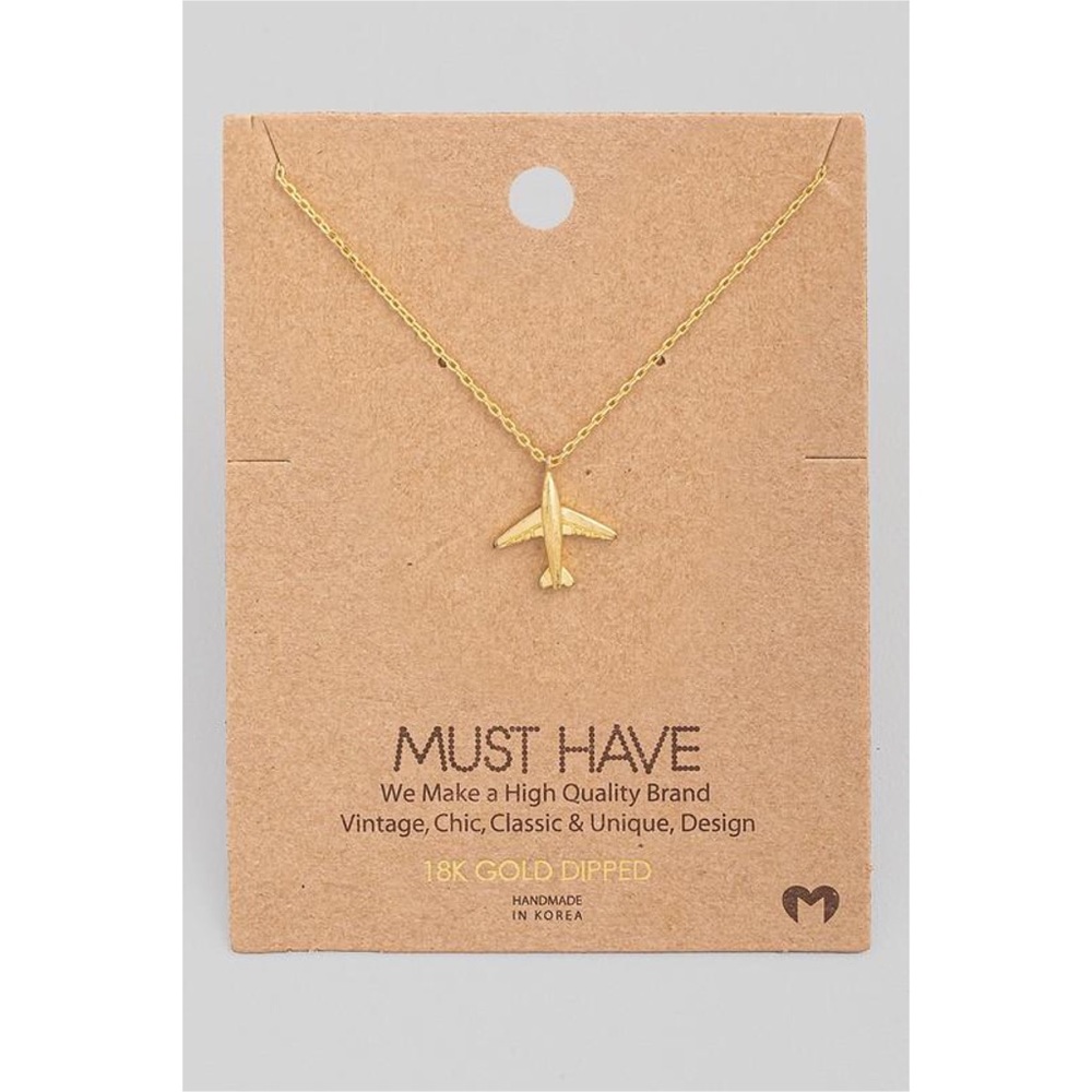 18K Gold Dipped Airplane Necklace